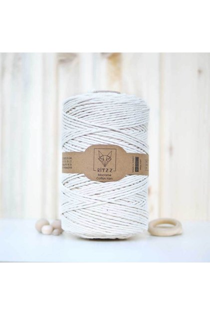 Ekru Tek Burgulu Pamuk İp String Makrome İp 3mm - 1KG