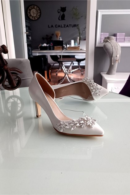 Pearl Satin Side Transparent Star Accessory 7cm Heeled Stiletto Evening Dress Women's Shoes