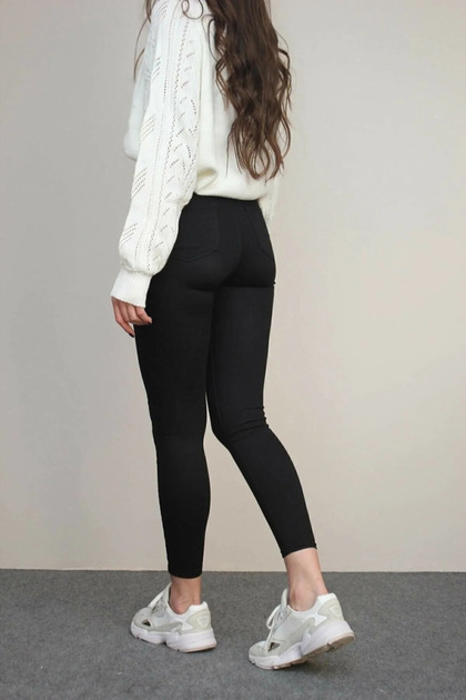 The Of Black Women's Special Design Super Fit Stretchy Black Lycra Skinny Leg Denim Jeans
