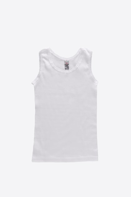 Girl's White 6 Pack 100% Cotton Ribbed Undershirt 305-E