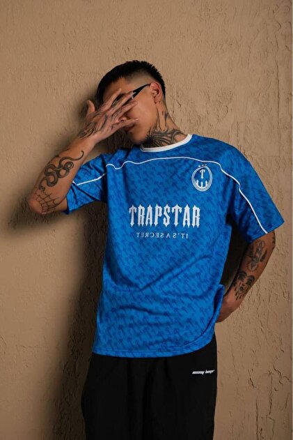 Be Original Unisex Blue Trapstar Printed Crew Neck Oversize Jersey