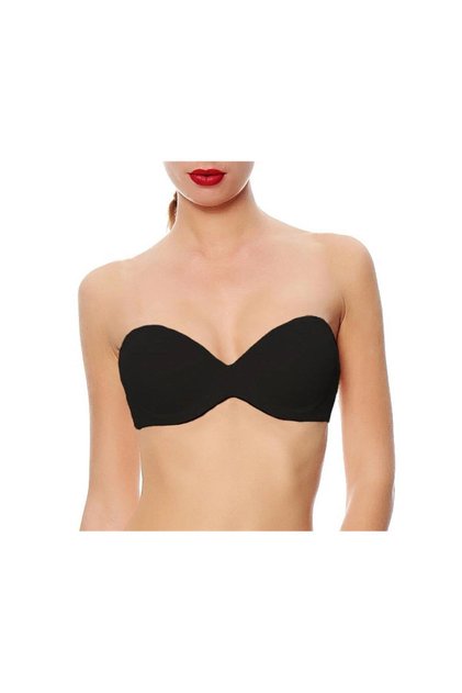 Plain Fabric Multi Black Padded Strapless Bra C2T0N8O1