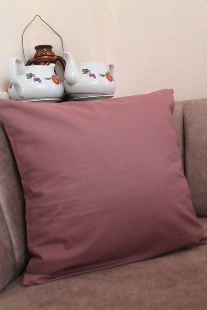 Koyu Gül Kurusu Premium %100 Pamuklu Fermuarsız Kırlent Kılıfı 43x43cm Yatak Odası Kırlent