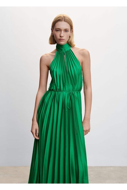 MANGO Pleated Halterneck Dress- Trendyol