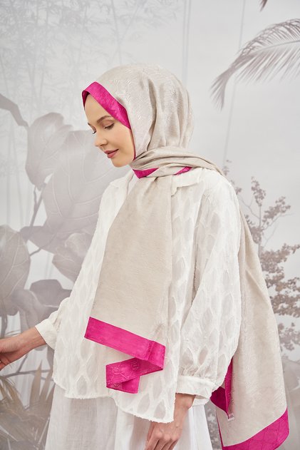 Chain Monogram Shawl - New Trend Color Shawl Scarf Hijab - Stone-fuchsia