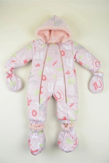 Trend New Alphabet Figured Baby Cosmonaut Jumpsuit with Removable Gloves & Booties and Double Zipper