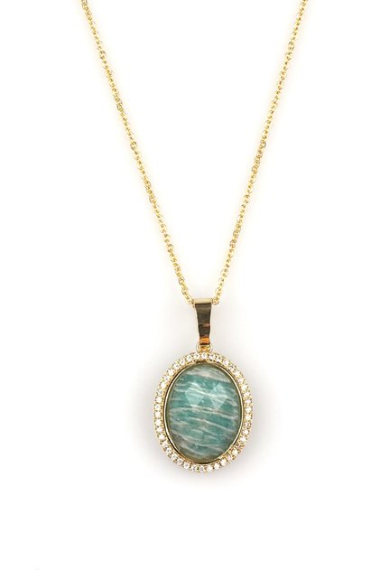 Amazonite Natural Stone Gold Color Necklace