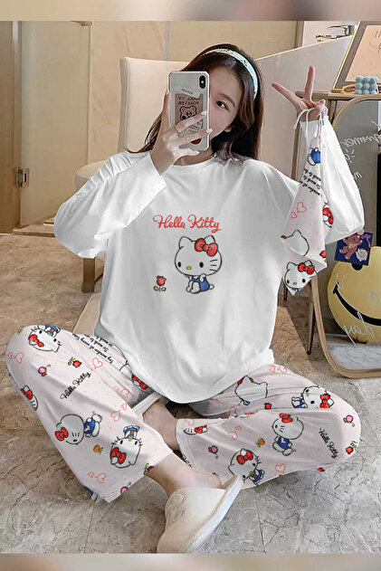 PEMBİŞ HOMEWEAR Bahd Hello Kitty Supersoft Women's Pajama Set 2993