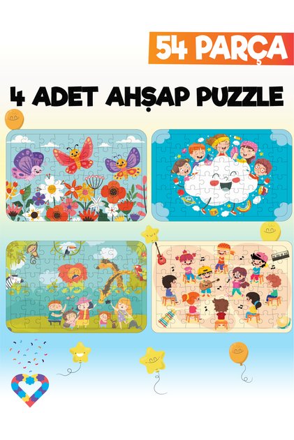 54 Parçalı Montessori Ahşap Puzzle – 6 Yaş Üzeri Eğitici Oyuncak