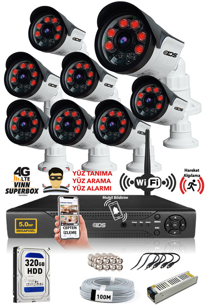 IDS 8 Kameralı Set - 5mp Sony Lensli Full Hd Gece Görüşlü Güvenlik