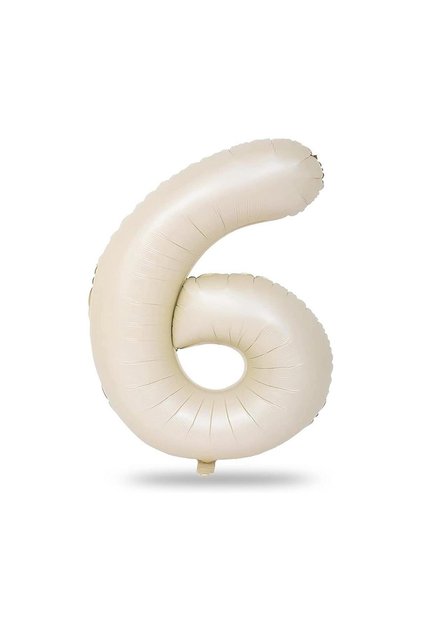 6 Number Cream Foil Balloons 34 inch 76-82 cm