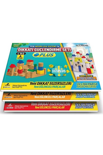 Dikkati Güçlendirme Seti Plus (3 Kitap Materyalsiz - 4 Yaş) / Adeda Yayınları / 9786050685305