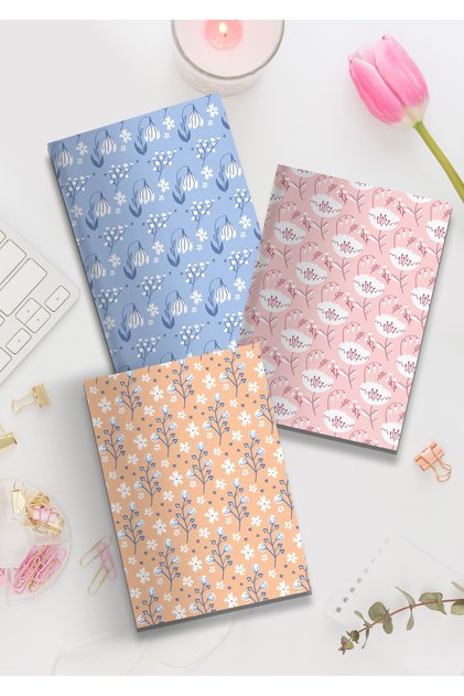 3 Pieces Notebook Set Cardboard Cover Unlined Notepad 64 Pages Notebook 14x21 Cm A5 Size