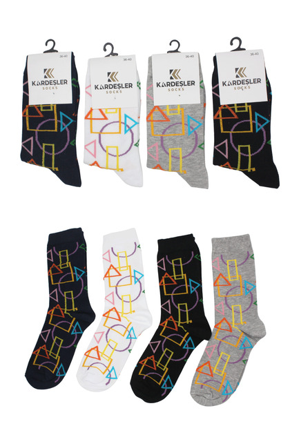 Women's Patterned Cotton Socks 4-Piece