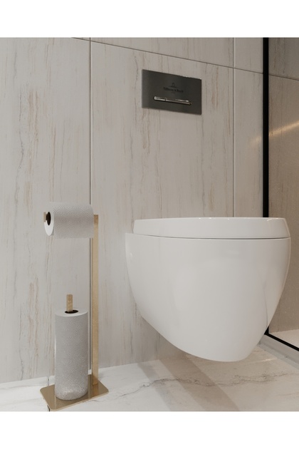 Tuvalet Kağıtlığı Yedekli Gold Tasarım Ağır Döküm Ayaklı Devrilmez Banyo Tuvalet Kurulum Gerektirmez