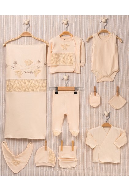 Newborn Baby Girl Butterfly Embroidered Hospital Release Plain 100% Cotton Organic Set of 10 Butterfly