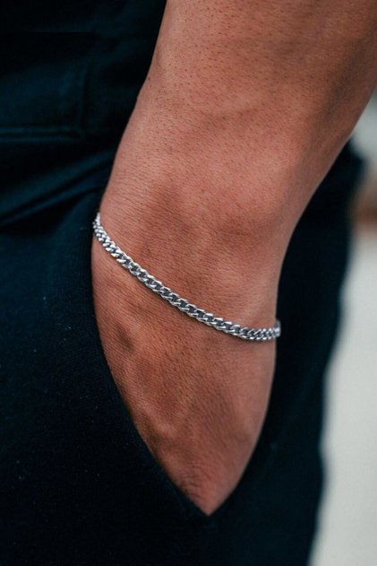 Unisex Thin Silver Steel Tarnish Resistant Silver Gourmet Classic Model 2 mm Bracelet