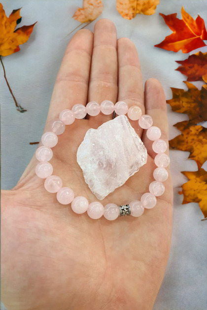 Pink Quartz (With Stone Gift) Natural Stone Bracelet (Positive Energy, LOVE, Life Joy) 8 mm AA