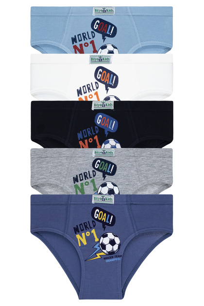 Boy's 5 Pack Colorful Slip Panties - Football -