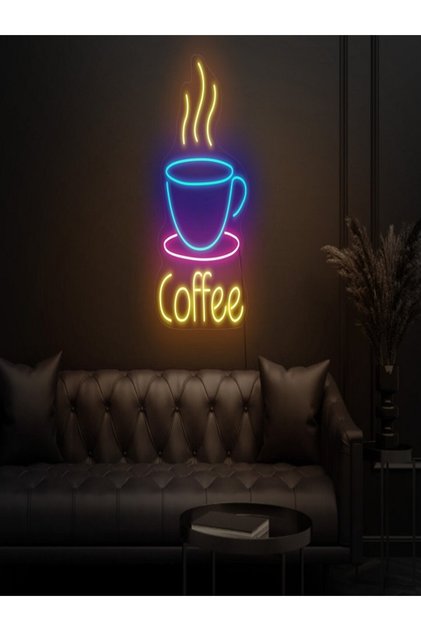 Coffee Neon Led Tabela Neon Dekoratif Duvar Aydınlatması
