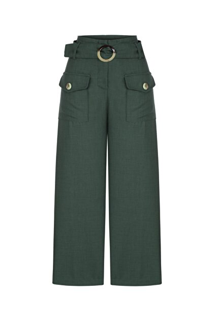 Mudo Kadın Yeşil Kemerli Culotte Pantolon 381990 - 1