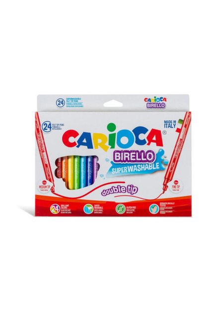 Carioca Birello Jumbo+standart Çift Uçlu Yıkanabilir Keçeli Boya 24 Renk