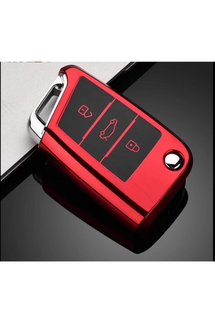 Volkswagen Polo Compatible Glossy TPU Key Case "red"