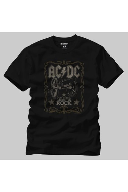 Ανδρικό μαύρο μπλουζάκι Ac Dc Rock Label