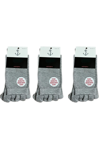 Gray Men's Bamboo Toe Socks 3 Pack