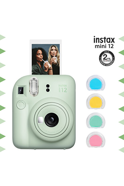 Fujifilm Instax mini 12 Yeşil Fotoğraf Makinesi ve 4'lü Renkli