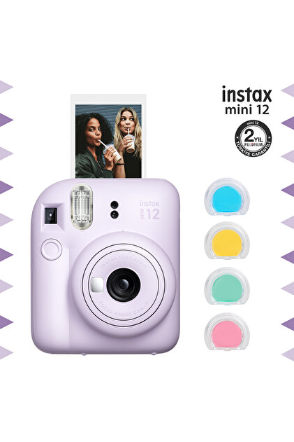 Fujifilm Instax mini 12 Lila Fotoğraf Makinesi ve 4'lü Renkli Lens