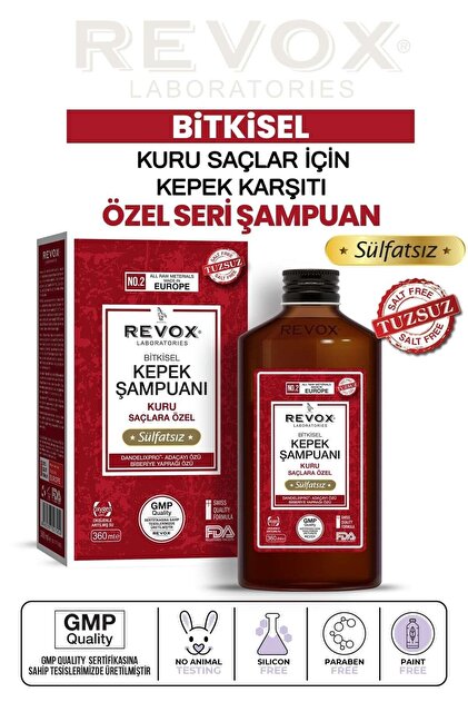 Revox Bitkisel Kepek Karşıtı & Önleyici Şampuan-tuzsuz, Sülfatsız