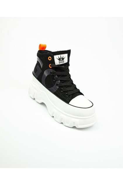 312 - 1 Black Thick Sole High Top Women's Sneakers
