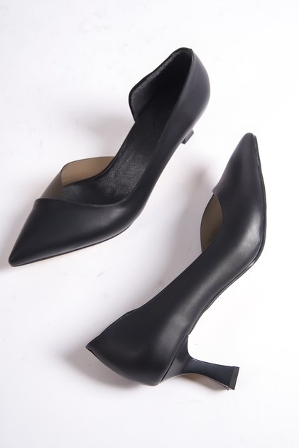 Oslo Black Short Goblet Heeled Stiletto Heeled Shoes