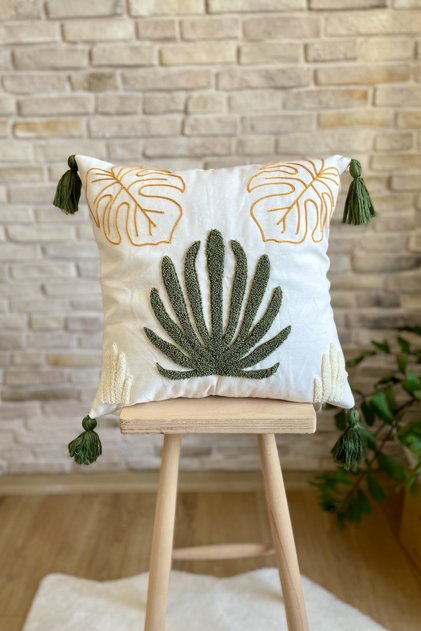 Punch Embroidered Single Decorative Special Design Throw Pillow Cover (panch)