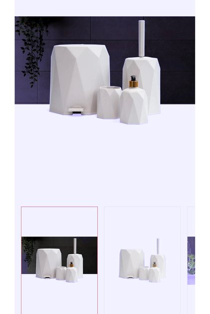 4-Piece White Bathroom Set Plastic 5 Lt Trash Can Toilet Brush Sink Set 4-Piece