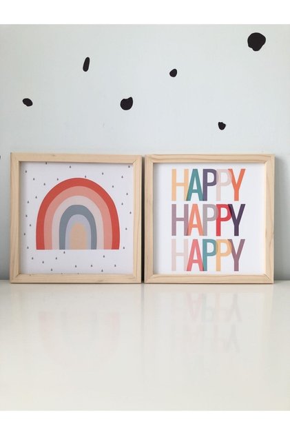 Children's Room Rainbow Happy Wooden Frame