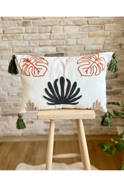 Punch Embroidered Single Decorative Special Design Throw Pillow Cover (PANCH)