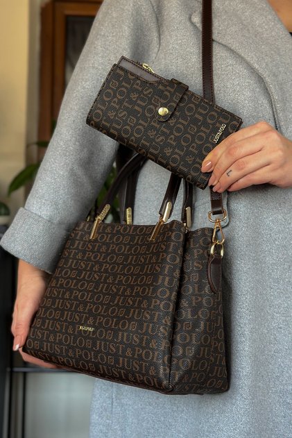 Brown Combination Color 5 Compartment Women's Hand and Shoulder Bag Fast Shipping Quality Product 2120