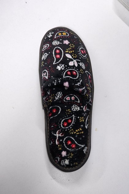 Daily Women's Black Closed-Front Washable Winter Dowry Guest House Slippers with Sponge Inside 253