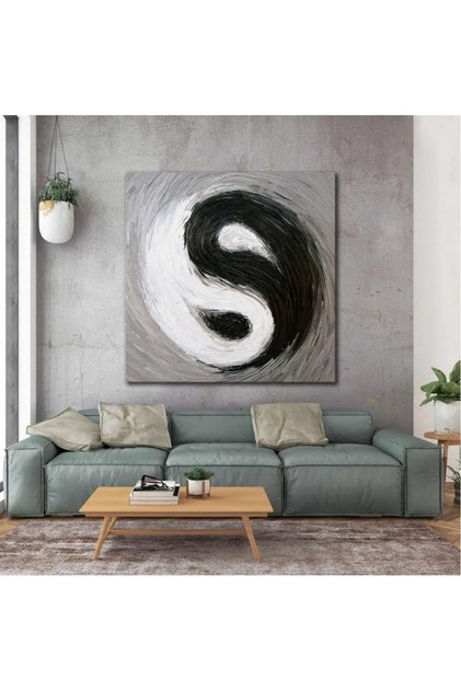 Black White Ying Yang Symbol Art Canvas Print Art00129