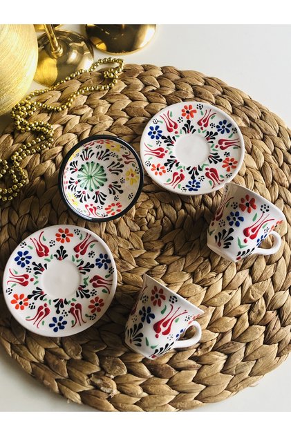 Mother's Day Special Colorful Daisy Flower 2-Person Coffee Cup Set and Bowl