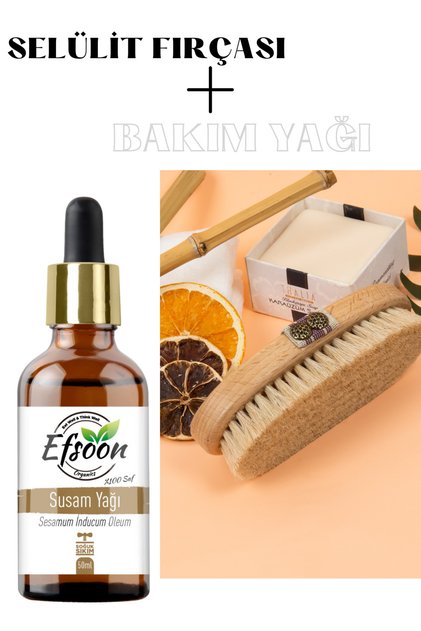 Dry Brushing Horsehair Brush Body Brush Natural Sesame Oil Dual Care Set