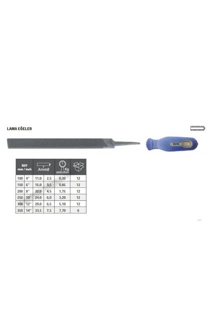 Tome Saplı Lama Eğe Orta Diş 100mm