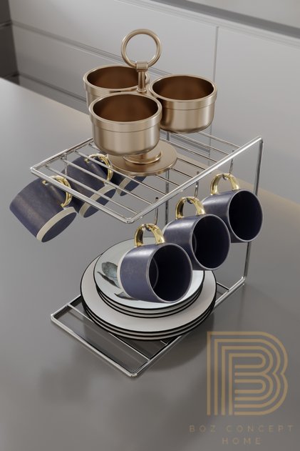 Silver 6-Piece Coffee Cup Hanger Mug Hanger Kitchen Organizer