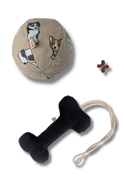 Hoppie Sound Ball Dog Toy + Bestie Traction Bone Dog Toy