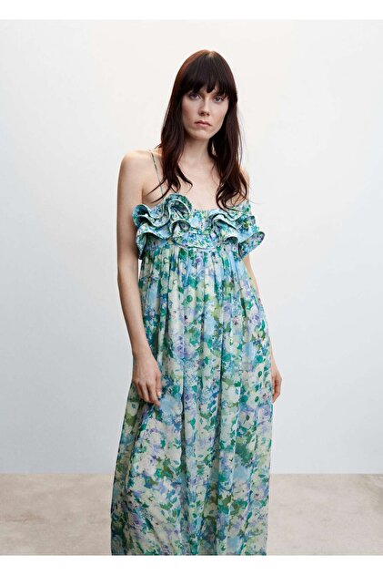 MANGO Floral Ruffle Dress- Trendyol