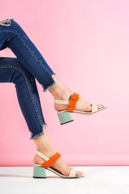 Women's Lavi Beige Mint Orange Ankle Strap Buckle Stylish Sandals