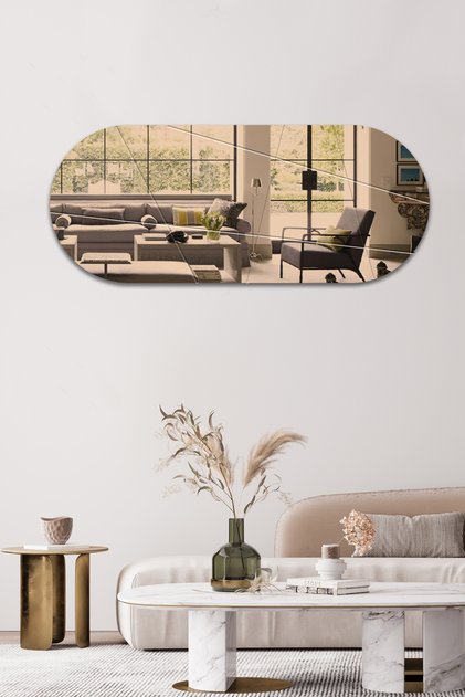 Ayna | Bronz Ayna | Victory Tasarım Kanallı Oval Ayna | 50cm x 120cm