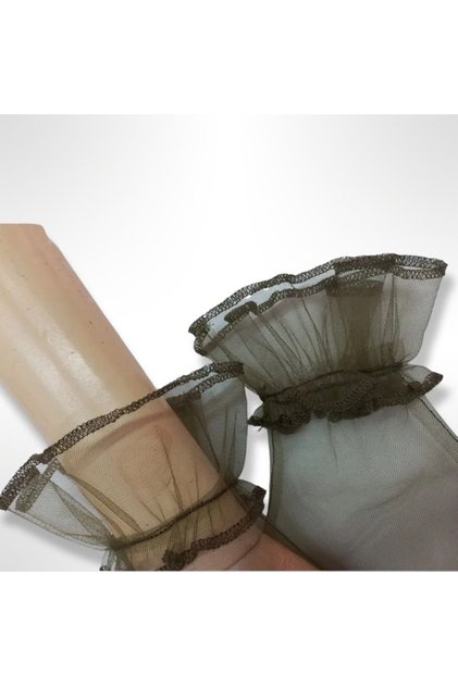 Bella Frilly Tulle Evening Gloves Army Green